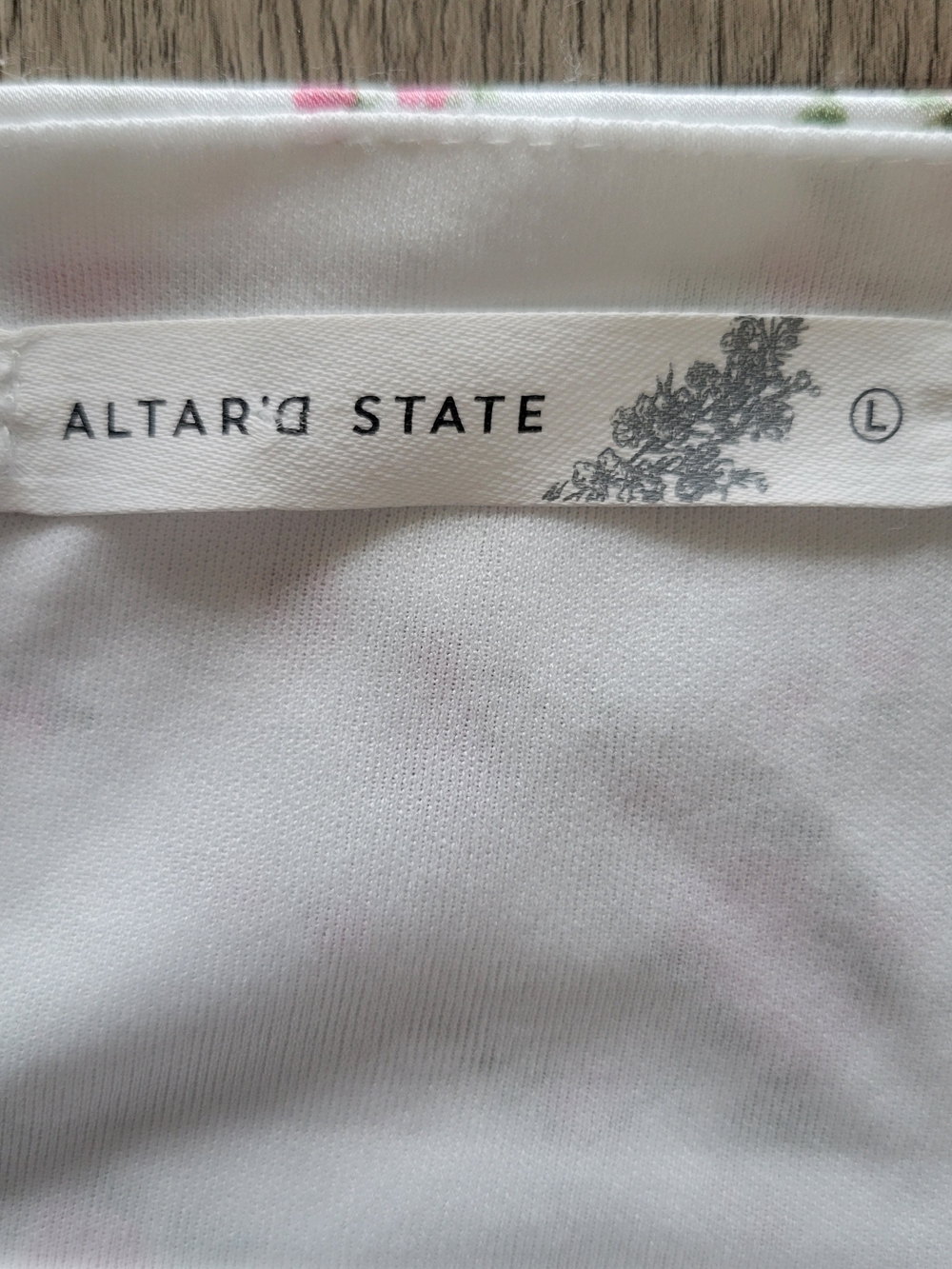 ALTAR'D STATE Kya Floral Lace-Trim Milkmaid Slip Maxi Dress Ivory Rose Sz Large - Picture 12 of 16